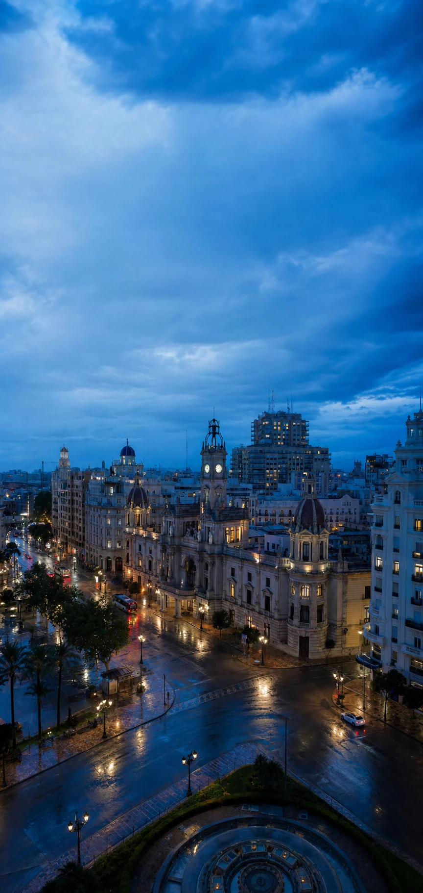 València al anochecer vista desde una perspectiva elevada